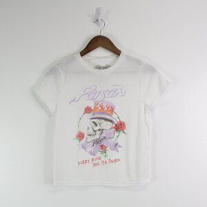 Poison "Every Rose has‎ it's thorn" Graphic Baby Tee White M